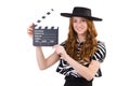 Young woman with movie clapboard Royalty Free Stock Photo