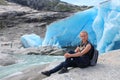 Young woman on the Nigardsbreen.