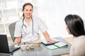 Young woman in an office at the doctor homeopaths. Royalty Free Stock Photo