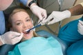 Young woman with open mouth during dental checkup Royalty Free Stock Photo
