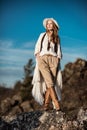 Young woman outdoors fashion portrait Royalty Free Stock Photo