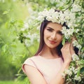 Young woman outdoors. Perfect female face Royalty Free Stock Photo