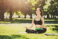 Young woman outdoors, relax meditation pose Royalty Free Stock Photo