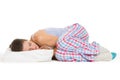 Young woman in pajamas sleeping on pillow Royalty Free Stock Photo