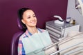 Young woman patient waiting for dentist ready for check-up Royalty Free Stock Photo