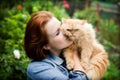 Young woman with Persian cat Royalty Free Stock Photo