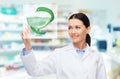 Young woman pharmacist drugstore or pharmacy Royalty Free Stock Photo