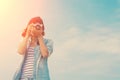 Young woman photography using a camera to take photo