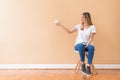 Young woman with a piggy bank Royalty Free Stock Photo