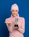 Young woman with pink scarf on the head Royalty Free Stock Photo