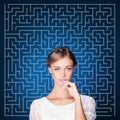 Young woman planning her life and making difficult decision. Choice, problem and solution concept Royalty Free Stock Photo