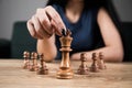 young woman playing chess alone Royalty Free Stock Photo