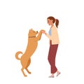 Young woman is playing with pet. Royalty Free Stock Photo