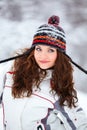 Young woman playing in the snow Royalty Free Stock Photo