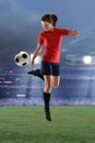 Young Woman Playing Soccer Royalty Free Stock Photo