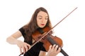 The young woman is playing the violin