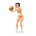 Young woman playing volleyball. Girl beats the ball in the game. Royalty Free Stock Photo