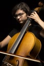 Young woman plays cello