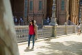 Young Woman at Plaza de EspaÃÂ±a Sevilla in Spain