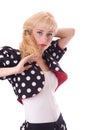 Young woman in Polka dot coat Royalty Free Stock Photo