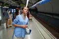 Young woman portrait inside metro subway