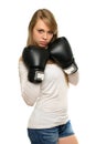 Young woman posing with boxing gloves Royalty Free Stock Photo