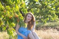 Young woman posing in spring garden Royalty Free Stock Photo