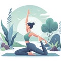 Young woman practices yoga,Image is generated with the use of an AI