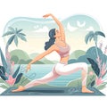 Young woman practices yoga,Image is generated with the use of an AI