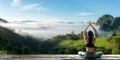 Young woman practicing yoga in the nature