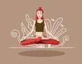 Young woman is practicing yoga. Person is levitating in lotus position. Yoga basic asana Royalty Free Stock Photo