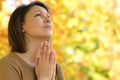 Young woman praying Royalty Free Stock Photo