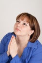 The young woman prays to god Royalty Free Stock Photo