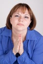 The young woman prays to god Royalty Free Stock Photo