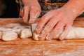 Young woman preparing sweet desert at home kitchen. National food, eating, delishion, diet concept Royalty Free Stock Photo