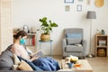 Woman sitting on quarantine at home