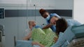 Young woman pushing while giving birth to child in hospital ward Royalty Free Stock Photo