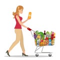 Young woman pushing supermarket Royalty Free Stock Photo