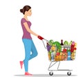 Young woman pushing supermarket Royalty Free Stock Photo