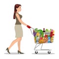 Young woman pushing supermarket Royalty Free Stock Photo