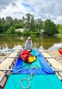 Young woman rafting on the river Royalty Free Stock Photo