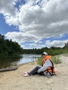 Young woman rafting on the river Royalty Free Stock Photo