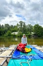 Young woman rafting on the river Royalty Free Stock Photo