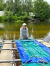 Young woman rafting on the river Royalty Free Stock Photo