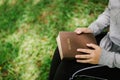 Young woman reading bible Royalty Free Stock Photo