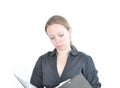 Young woman reading file Royalty Free Stock Photo