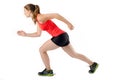 Young Woman Ready to Run Race. Female Sports Athlete Runner Royalty Free Stock Photo