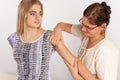 Young woman receives bowen therapy Royalty Free Stock Photo