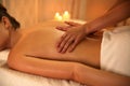 Young woman receiving back massage in spa, closeup Royalty Free Stock Photo