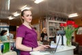 Young woman on reception in a veterinary clinic